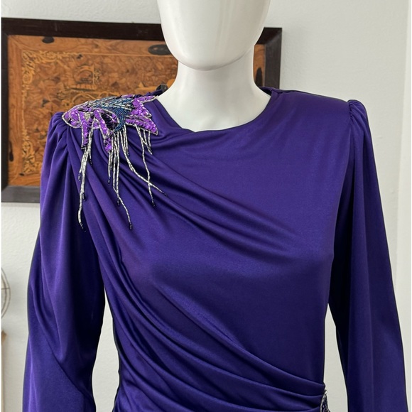NWT Dead Stock Abby Kent Purple Cocktail Dress With Sequin Embellishment - Picture 4 of 10